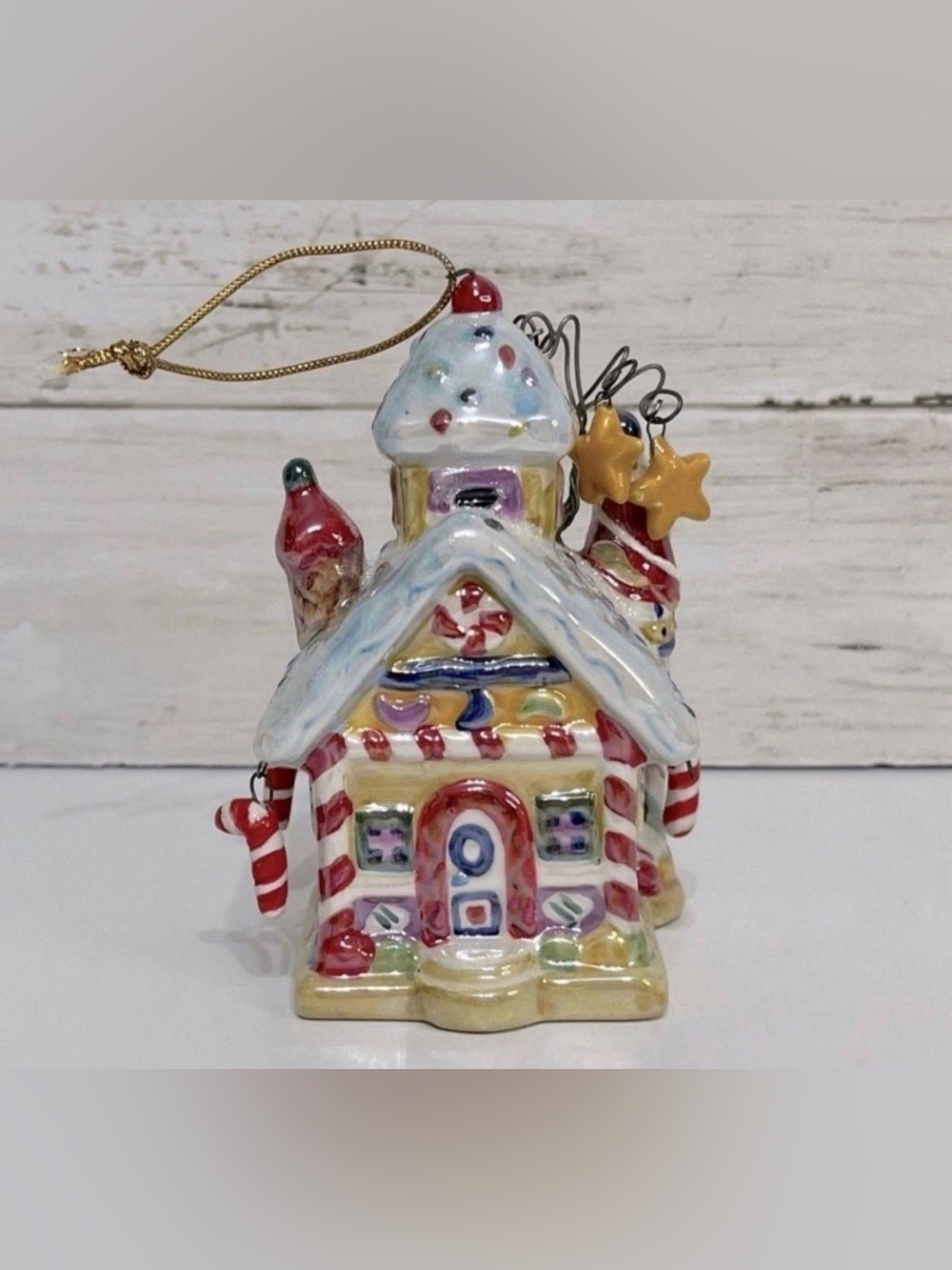 Whimsical Iridescent Gingerbread House Ornament